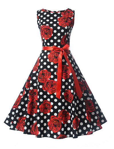 cheap DRESSES-Women&#039;s A-Line Dress Midi Dress Sleeveless Print Hot White Black Blue Red Blushing Pink S M L XL XXL