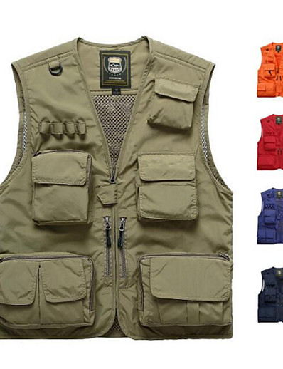 cheap Sportswear-Men&#039;s Fishing Vest with Multi-Pockets Breathable Mesh Lightweight Quick Dry Vest / Gilet Sports &amp; Outdoor Camping &amp; Hiking Traveling