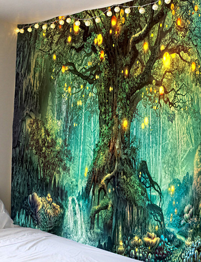 ieftine Casă &amp; Grădină-tapiserie de perete decor de artă pătură perdea picnic față de masă agățat acasă dormitor living dormitor decor fantezie copac pădure peisaj