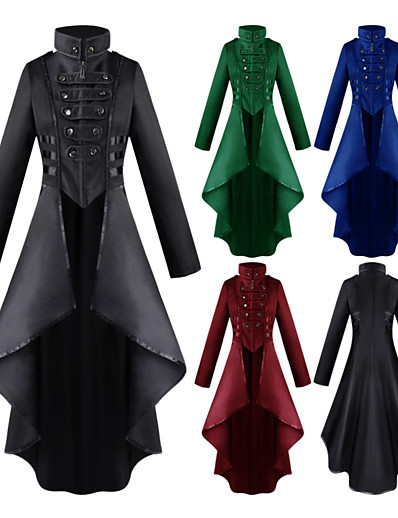cheap Historical &amp; Vintage Costumes-Plague Doctor Retro Punk &amp; Gothic Steampunk 17th Century Vacation Dress Dress Frock Coat Trench Coat Prom Dress Women&#039;s Costume Wine / Blue / Green Vintage Cosplay Party Halloween Festival