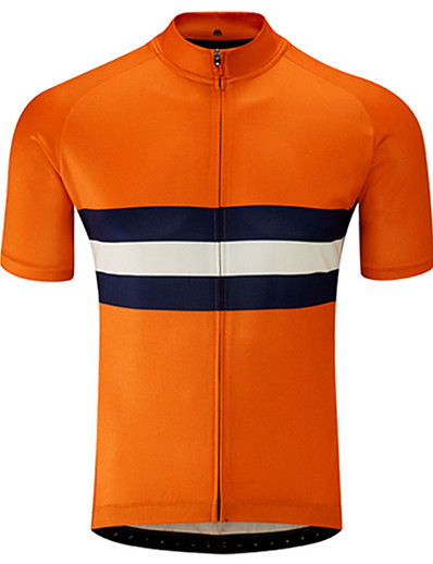 cheap Sportswear-21Grams® Men&#039;s Cycling Jersey Short Sleeve - Summer Black / Orange Stripes Solid Color Bike Mountain Bike MTB Road Bike Cycling Jersey Top UV Resistant Breathable Quick Dry Sports Clothing Apparel