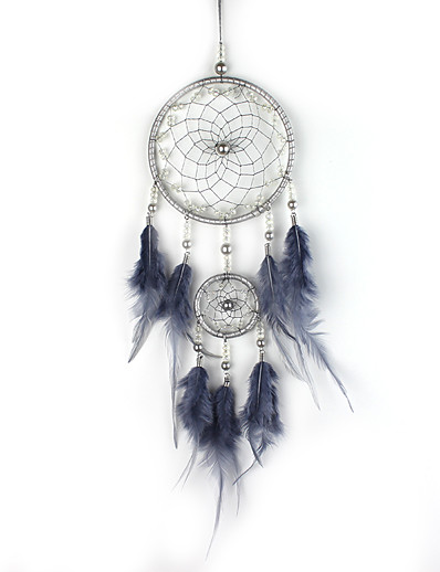 cheap Basic Collection-Boho Dream Catcher Handmade Gift Wall Hanging Decor Art Ornament Craft Feather Bead for Kids Bedroom Wedding Festival 50*11cm