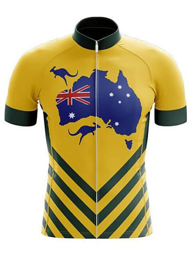 cheap Sportswear-21Grams® Men&#039;s Cycling Jersey Short Sleeve - Summer Polyester Blue+Yellow Funny Bike Mountain Bike MTB Road Bike Cycling Jersey Top UV Resistant Breathable Quick Dry Sports Clothing Apparel