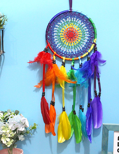cheap Basic Collection-Boho Dream Catcher Handmade Gift Wall Hanging Decor Art Ornament Craft Feather for Kids Bedroom Wedding Festival 55*16cm