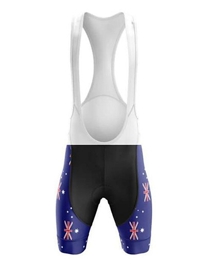 cheap Sportswear-21Grams® Men&#039;s Summer Cycling Bib Shorts Bike 3D Pad Breathable Ultraviolet Resistant Bib Shorts Pants Padded Shorts / Chamois Sports Australia Austria National Flag Black / Blue Mountain Bike MTB