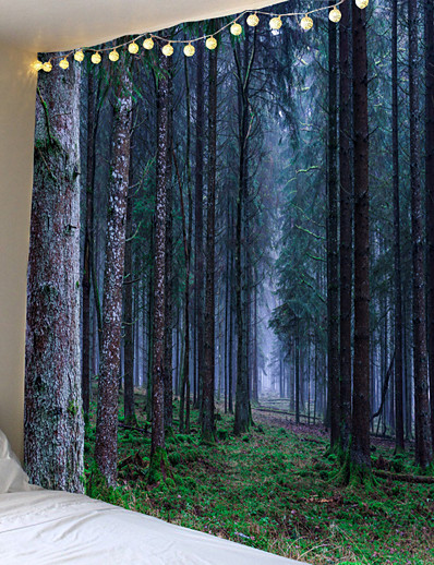 billige Hjem &amp; Hage-veggteppe kunst dekor teppe gardin piknik duk hengende hjem soverom stue sovesal dekorasjon skog tre natur landskap