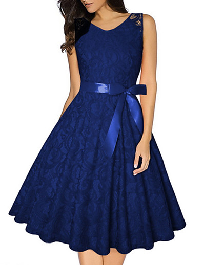 cheap Elegant Dresses-Women&#039;s A-Line Dress Knee Length Dress Sleeveless Geometric Summer Hot Streetwear 2021 Blushing Pink Wine Navy Blue Beige S M L XL XXL 3XL 4XL