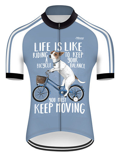 cheap Sportswear-21Grams® Men&#039;s Cycling Jersey Short Sleeve - Summer Nylon Polyester Blue+White Dog Funny Animal Bike Mountain Bike MTB Road Bike Cycling Jersey Top Breathable Ultraviolet Resistant Quick Dry Sports