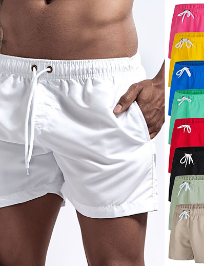 cheap Surfing, Diving &amp; Snorkeling-Men&#039;s Swim Shorts Swim Trunks Swimwear Board Shorts Bottoms Quick Dry Stretchy Short Sleeve Drawstring - Swimming Diving Beach Water Sports Solid Colored Autumn / Fall Spring Summer