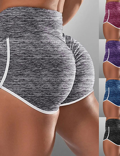 cheap Exercise, Fitness &amp; Yoga-Women&#039;s High Waist Yoga Shorts Scrunch Butt Ruched Butt Lifting Shorts Tummy Control Butt Lift Breathable Black Purple Red Cotton Yoga Fitness Running Sports Activewear High Elasticity