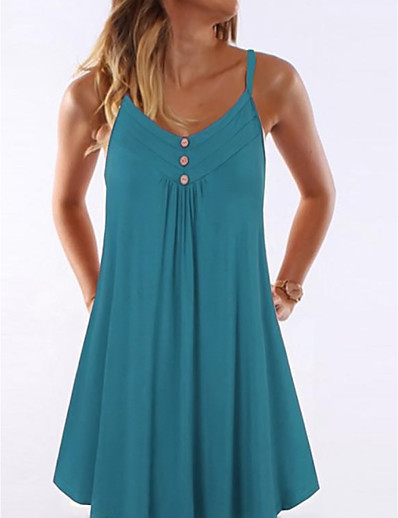 cheap DRESSES-Women&#039;s Strap Dress Short Mini Dress Sleeveless Solid Color Hot Black Blue Purple Red Wine Army Green Royal Blue Light Blue S M L XL XXL 3XL 4XL 5XL