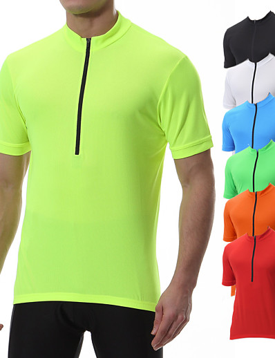 cheap Sportswear-21Grams® Men&#039;s Cycling Jersey Short Sleeve - Summer Polyester Black Blue Yellow Solid Color Bike Mountain Bike MTB Road Bike Cycling Tee Tshirt Jersey Top Breathable Quick Dry Back Pocket Sports