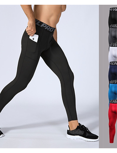 cheap Sportswear-Men&#039;s Athletic Running Tights Leggings Compression Pants Base Layer Tights Leggings Spandex with Phone Pocket Fitness Gym Workout Running Winter Quick Dry Breathable Sweat wicking Sport Solid Colored