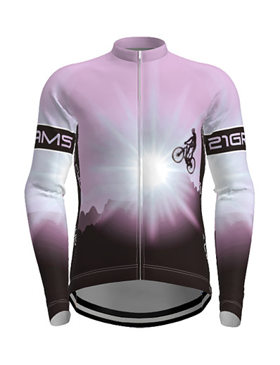 cheap Sportswear-21Grams Men&#039;s Long Sleeve Cycling Jersey Polyester Purple Yellow Red Novelty Bike Jersey Top Mountain Bike MTB Road Bike Cycling Quick Dry Breathable Reflective Strips Sports Clothing Apparel