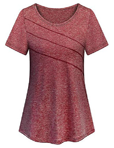cheap Exercise, Fitness &amp; Yoga-plus size workout clothes for women,cucuchy moisture wicking shirts loose fit yoga fitness exercise tops stretchy soft gym athletic shirt cute golf camping outdoors sportwear dark red 2xl
