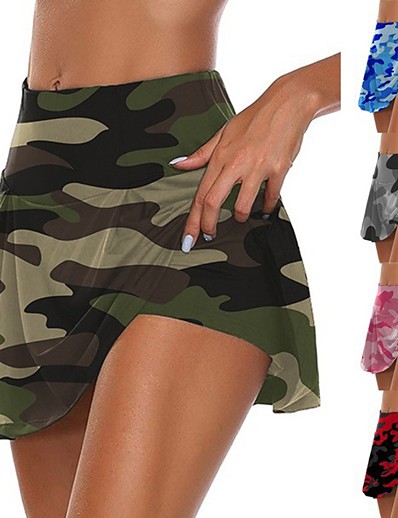 cheap Exercise, Fitness &amp; Yoga-Women&#039;s Yoga Shorts Yoga Skirt Bottoms Butt Lift Breathable Moisture Wicking Camo / Camouflage Dark Grey Black / Red White Yoga Fitness Gym Workout Sports Activewear Stretchy