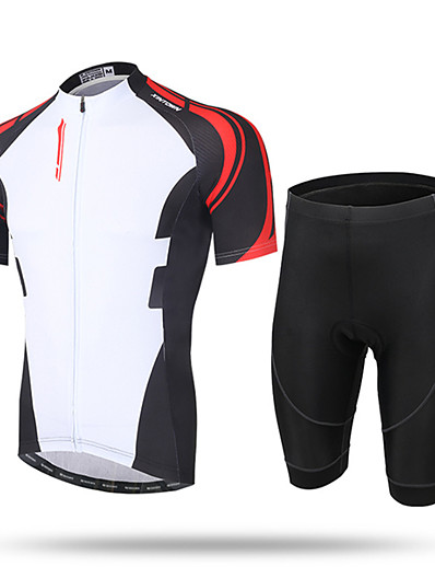 cheap Sportswear-21Grams® Men&#039;s Cycling Jersey with Shorts Short Sleeve - Summer Lycra Black / Red Black / Yellow Black+White Bike Breathable Ultraviolet Resistant Quick Dry Back Pocket Limits Bacteria Shorts Pants