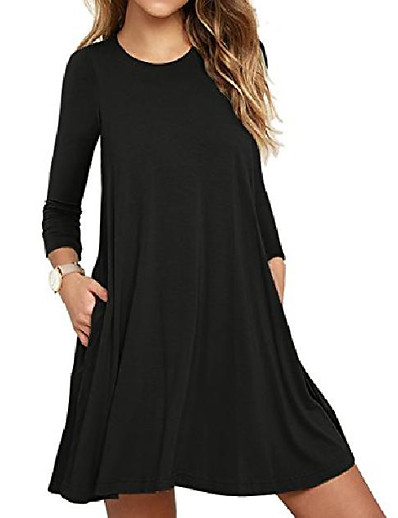 cheap DRESSES-women&#039;s long sleeve/sleeveless casual loose swing t-shirt dress (xxl, 00sleeveless-light blue)