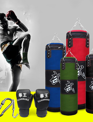 cheap Exercise, Fitness &amp; Yoga-Punching Bag Heavy Bag Kit With Hanger Boxing Gloves Removable Chain Strap Punching Bag for Taekwondo Boxing Karate Martial Arts Muay Thai Adjustable Durable Empty Strength Training 5 pcs Black Blue