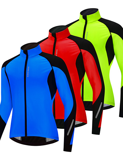 cheap Sportswear-WOSAWE Men&#039;s Cycling Jersey Winter Bike Jacket Tracksuit Windbreaker Thermal Warm Windproof Fleece Lining Sports Solid Color Blue / Green / Rose Red Clothing Apparel Bike Wear / Long Sleeve