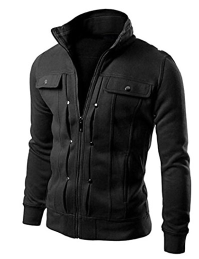 billige Damedunjakker og anorakker-herrejakke, 2017 mænds mode slank designet revers cardigan jakke jakke outwear (m, sort)