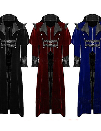 cheap Historical &amp; Vintage Costumes-Plague Doctor Retro Vintage Punk &amp; Gothic Steampunk 17th Century Coat Masquerade Tuxedo Trench Coat Men&#039;s Costume Black Vintage Cosplay Long Sleeve Halloween Masquerade