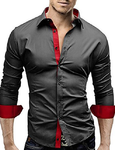 cheap Men-Men&#039;s Shirt Collar Long Sleeve Tops Streetwear Black And White Sapphire Navy