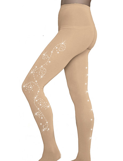 cheap Sportswear-Over The Boot Figure Skating Tights Women&#039;s Girls&#039; Ice Skating Tights Outfits Dusty Rose Khaki Spandex Training Competition High Elasticity Skating Wear Crystal / Rhinestone Warm Handmade Ice Skating