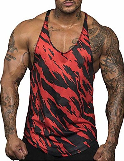 cheap Sportswear-men muscle fitness tank top bodybuilding workout gym sport sleeveless stringer shirts vest (tag m=us xs, style 2-red)