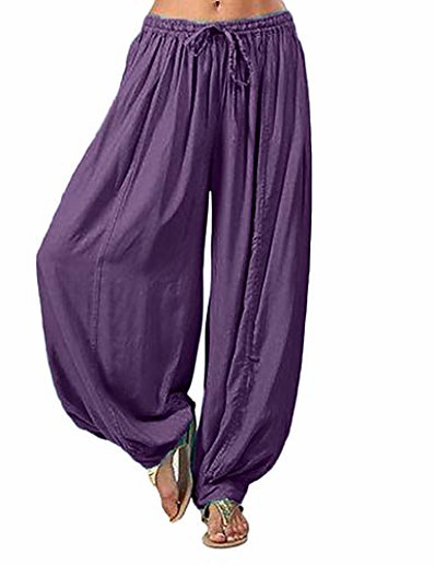 cheap Exercise, Fitness &amp; Yoga-aihihe wide leg pants for women plus size long trousers high waist harem yoga pilates pants baggy gypsy hippie pants purple