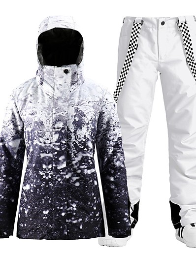 cheap Sportswear-GSOU SNOW Women&#039;s Ski Jacket with Bib Pants Ski Suit Outdoor Thermal Warm Waterproof Windproof Breathable Winter Snow Suit Clothing Suit for Skiing Snowboarding Winter Sports