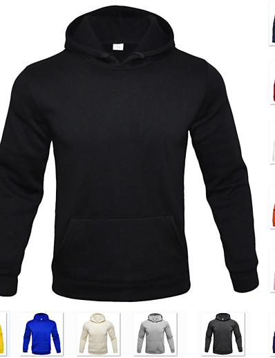 cheap Sportswear-Men&#039;s Long Sleeve Hoodie Sweatshirt Top Athleisure Winter Cotton Thermal Warm Breathable Soft Fitness Gym Workout Performance Running Training Sportswear Solid Colored Normal Dark Grey White Black