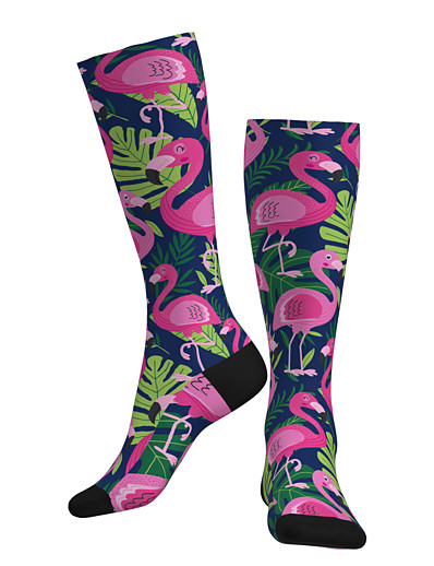 cheap Sportswear-Compression Socks Long Socks Over the Calf Socks Athletic Sports Socks Cycling Socks Bike Socks Road Bike Mountain Bike MTB Men&#039;s Women&#039;s Bike / Cycling 1 Pair Breathable Soft Comfortable Flamingo
