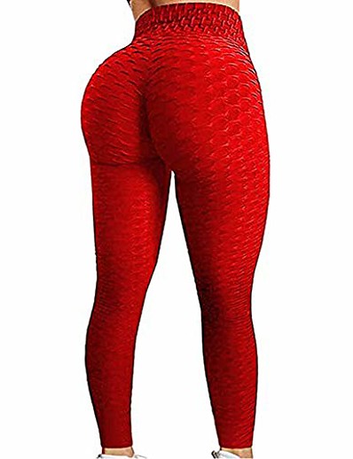 cheap Sportswear-women&#039;s high waist yoga pants tummy control slimming booty leggings workout stretchy butt lift ruched tights (medium, red)