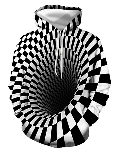 Недорогие Мужские топы-Муж. Графика 3D Толстовка с капюшоном и пуловером 3D печать Повседневные На выход Классический На каждый день Толстовки Толстовки Черный / белый Серый Белый