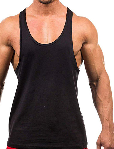 cheap Sportswear-Men&#039;s Muscle Tee Yoga Top Tank Top Stringer Y Back Summer Fashion Dark Grey Black / Red Fitness Gym Workout Bodybuilding Cotton Vest / Gilet Sport Activewear High Elasticity Comfort Quick Dry