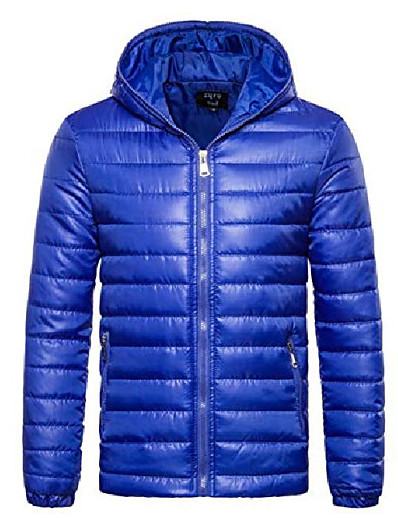 cheap Down&amp; Parkas-men&#039;s winter thermal hooded puff parka jacket lightweight zip up feather down jacket royal blue