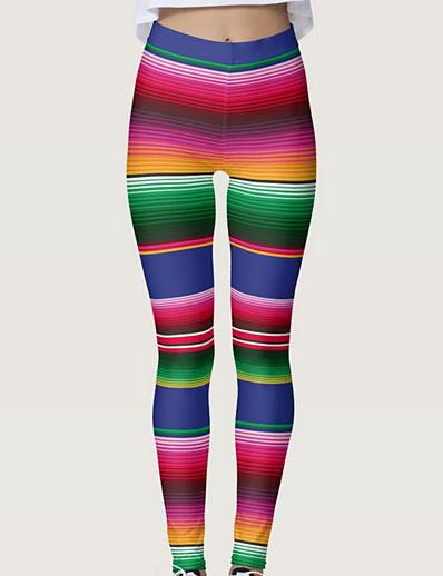 cheap Exercise, Fitness &amp; Yoga-Women&#039;s High Waist Yoga Pants Tights Leggings Tummy Control Butt Lift Breathable Rainbow Spandex Yoga Fitness Gym Workout Winter Sports Activewear Stretchy