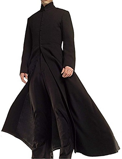 cheap Men&#039;s Outerwear-neo matrix keanu reeves black trench coat, black