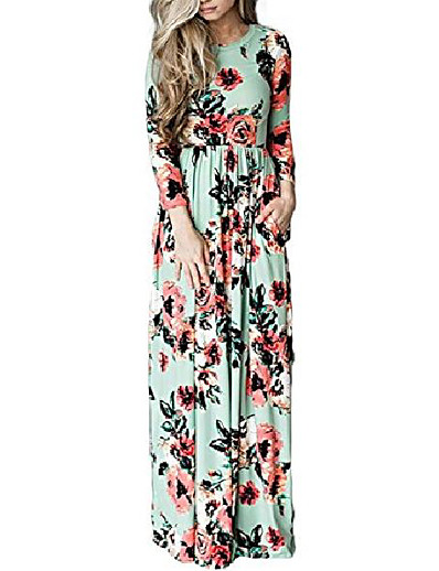 cheap DRESSES-womens short sleeve vintage floral print t-shirt maxi dress size l short black