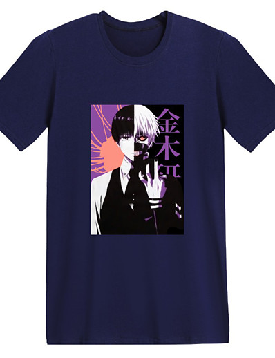 cheap Cosplay &amp; Costumes-Inspired by Tokyo Ghoul Kaneki Ken Polyester / Cotton Blend T-shirt Anime Printing Harajuku Graphic Graphic Prints T-shirt For Men&#039;s / Women&#039;s