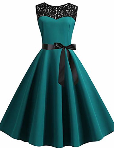 cheap DRESSES-foruu mother&#039;s day teen girls under 5 surprise best for girlfriend lover wife 2020 spring summer women vintage 1950s retro sleeveless lace splice solid party prom swing dress