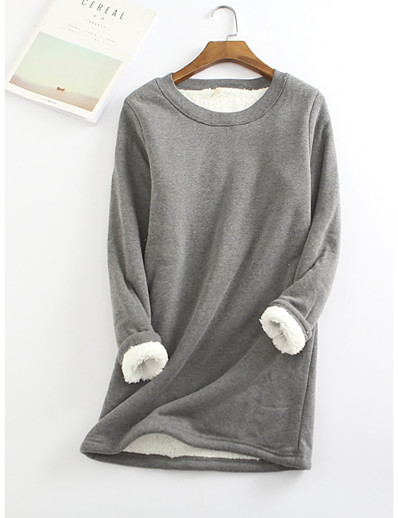 ieftine Colecție Mărime Plus-Pentru femei Plus Size Topuri Hanorac pulover Tricou Manșon Lung De Bază Bateau Amestec Bumbac Zilnic Ieșire Toamnă Iarnă Roșu Vin Mare rosu / Mărime Plus / Mărime Plus