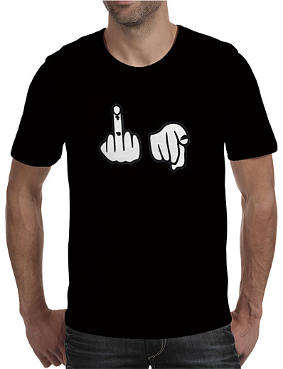 baratos 3D Masculino-Homens Camiseta Gráfico Impressão 3D Decote Redondo Tamanho Grande Diário Feriado Manga Curta Imprimir Blusas Elegante Exagerado Preto