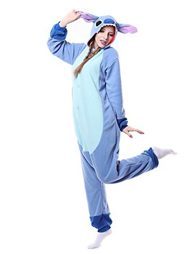 billiga Anime-cosplay-kvinnors cosplay vuxen onesie pyjamas cosplay kostymer animal outfit stitch blue s