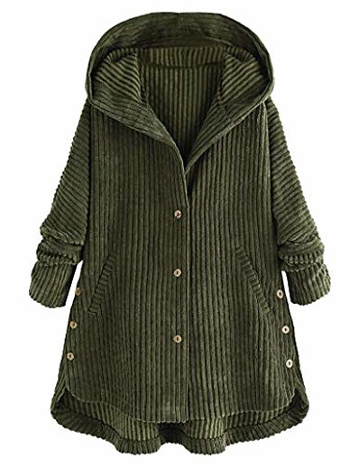 cheap Jackets-Women&#039;s Coat Fall Winter Spring Casual Daily Holiday Long Coat Windproof Warm Regular Fit Basic Casual Jacket Long Sleeve Button Solid Color Green Black Coffee