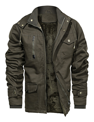 cheap Men-mens thick winter jackets hooded hunting jackets insulated windbreaker fleece lined field jackets military jackets gray