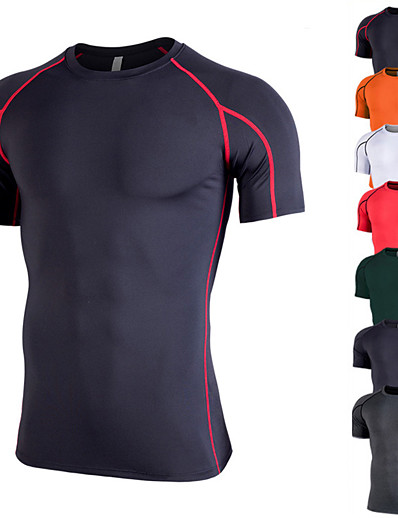 cheap Sportswear-Men&#039;s Short Sleeve Compression Shirt Running Shirt Tee Tshirt Base Layer Top Athletic Athleisure Summer Elastane Quick Dry Breathable Soft Fitness Gym Workout Running Jogging Training Sportswear