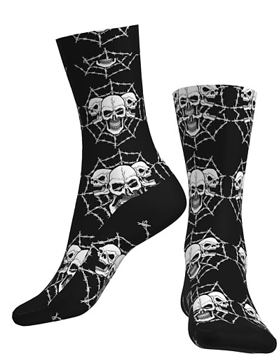 cheap Sportswear-Crew Socks Compression Socks Calf Socks Athletic Sports Socks Cycling Socks Bike Socks Road Bike Mountain Bike MTB Men&#039;s Women&#039;s Bike / Cycling 1 Pair Breathable Anatomic Design Wearable Graphic Skull