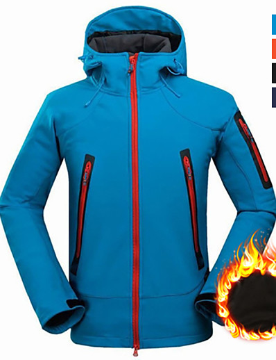 cheap Sportswear-Hiking Softshell Jacket Hiking Jacket Winter Outdoor UV Resistant Wear Resistance Camping / Hiking Hunting Fishing Navy Blue Orange Black Hiking Jackets Camping &amp; Hiking Apparel &amp; Accessories